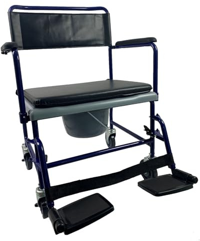Heavy Duty Bariatric Extra Wide Mobile Wheeled Commode Chair - Up to 35 Stone User Weight