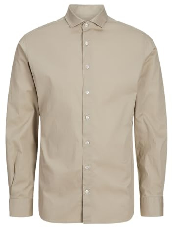 JACK & JONES Herr Jprblajaxon Stretch skjorta L/S Noos långärmad, BEIgE, L