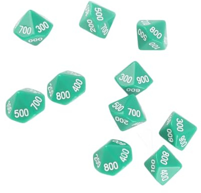 10-seitiger Mathe-Würfel, 10-seitiger Anti-Oxidations-Würfel, Leicht, 10 Stück für Schulbedarf (Green)