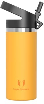 Super Sparrow Water Bottle Insulated - 500ml - Wide Mouth Metal Bottle - Wide Mouth SwivelSip Flask - BPA Free, Leak Proof - Ergonomic Straw Water Bottles for Work, Gym, Travel, Sports