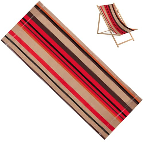 GORGECRAFT Strandstol ersättningstyg burly trä orange svarta ränder slingstolar kanvas 113 x 43 cm hopfällbar lounge däckstol tygskydd för uteplats utomhus solbad trädgård innergård