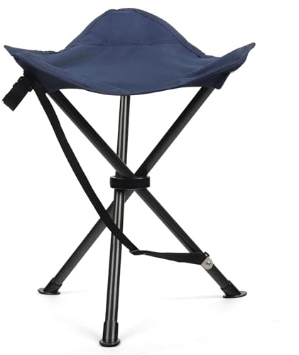 Outplea 18 Folding Tripod Stool for Adults Heavy Duty, Lightweight Portable Three Leg Tall Camping Stool, Collapsible Backpacking Tripod Seat Chair for Fishing Hunting, Support 225 lbs, Blue