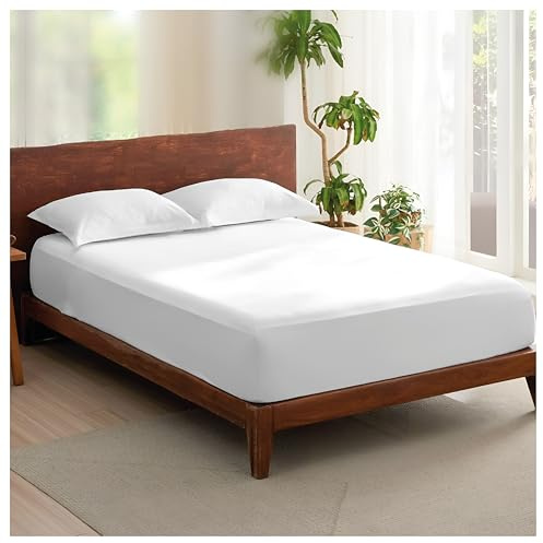 Rehan & Co 100% Egyptian Cotton Fitted Sheets 300 Thread Count Breathable Hotel Qulaity Bedding 12” / 30cm Deep Fitted Bed Sheet. (White Fitted Sheet, Super King)