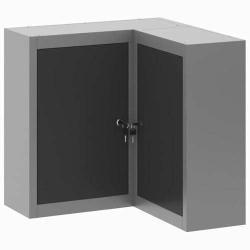 vidaXL Armoire à outils avec étagère Noir et gris 55 x 55 x 55 cm, Atelier, armoire à outils industrielle pour rangement sûr, étagères réglables, design métal moderne