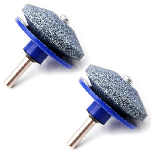 Lawn Mower Blade Sharpener 2Pcs Garden Tool Sharpener Stone Sharpening Tool Drill Attachment for Multiple Shear Blades For Rotary Lawn Mower Lawn Edgers Tool Most Power Drill Hand Drill
