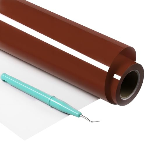 HTVRONT HTV Roll Heat Transfer Vinyl - 12 x 25ft Brown Iron on Vinyl for T-Shirts, Easy to Weed & Transfer HTV Vinyl - Compatible with All Cutting Machine