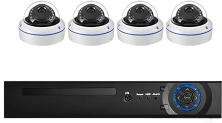 Sistema de cámara de seguridad con detección facial de 8 MP y 4K, kit NVR POE, videovigilancia doméstica, domo a prueba de vandalismo for exteriores, vigilancia con IA(None,4CH NVR 4 Cameras)