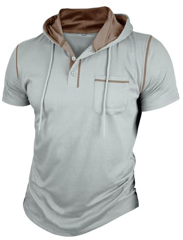 MakingDa Short Sleeve Hoodie Men's Workout Gym Pullover Hooded Shirt Athletic Pocket Muscle Fit Summer Sweatshirt Lightweight Running Boxing Hiking Sport Hoodys Shirts Grey XXL