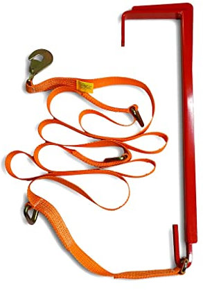 Safepul Pallet Puller with (5m Strap). 1 tonne Capacity, 18cm Hook gap, elongated spire for pallet central stump anchor.