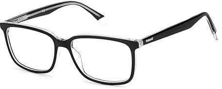 POLAROID Rechteckig Azetat Brillen in Black Crystal für Herren, Brille mit Sehstärke, optional mit Sonnenbrillen tönung oder Blaulichtfilter (Modell Pld D394)