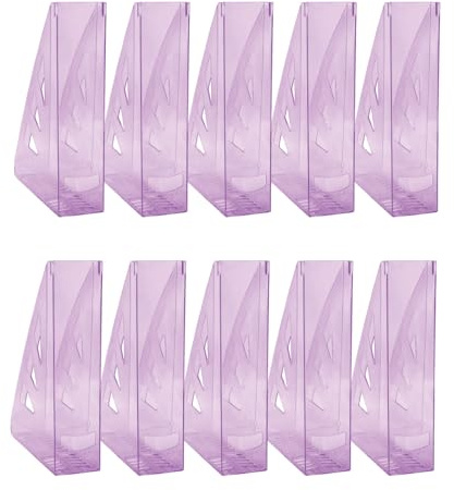 Officiella produkter Stående samlare modern design/10 stycken/A4 – färg: Lila transparent/hård plast/genombruten/skrivbordsorganisatör för tidskrifter/okrossbar