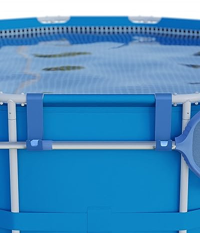 Carrie Box Supporto per guadino o Retina Blu | Due Ganci | Organizer per Piscina | in plastica Riciclata