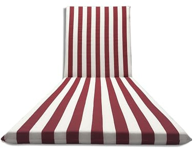 Il Tuo Artigiano Design Cuscino Imbottito per Lettino Prendisole 190x60 Totalmente Sfoderabile in Cotone (Bianco E Bordeaux)