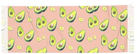 Schal mit mexikanischer Volkskunst, Boho-Druck, Winter, klassisch, modisch, Accessoire, Quaste, 190 x 68 cm, warmer Schal für Damen, Viele Avocado-Bilder, Einheitsgröße