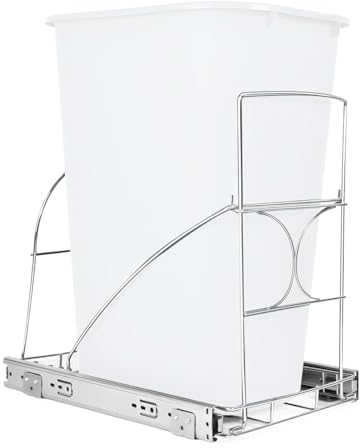 GeluEla 38 L Poubelle Encastrable Coulissante, Poubelle Sous Evier Coulissante, 39.8 x 27.9 x 39.8 cm, pour Placard Meuble Bas Sous Comptoir et Évier Cuisine Restaurant, Poubelle non Incluse