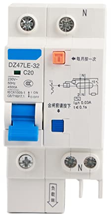 Disjoncteur Différentiel DZ47LE 32 1P+N 20A 230V - Protection à Boîtier Moulé Opaque 30mA (20A)