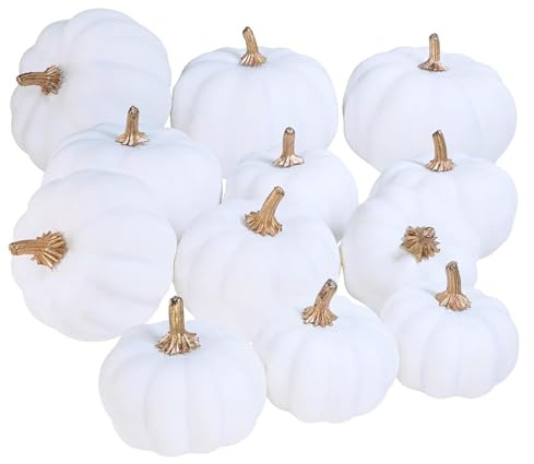 12 Piezas calabazas artificiales muy realistas, calabazas decorativas, varios tamaños espuma calabaza de otoño, para cosecha de otoño, acción de gracias, halloween, decoración de mesa, fiesta (B)