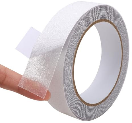 1 rotolo di nastro adesivo antiscivolo in gomma trasparente, per scale, gradini, rampe, vasca da bagno, doccia, cucina, facile da incollare senza lasciare segni (2,5 cm di larghezza x 5 m di