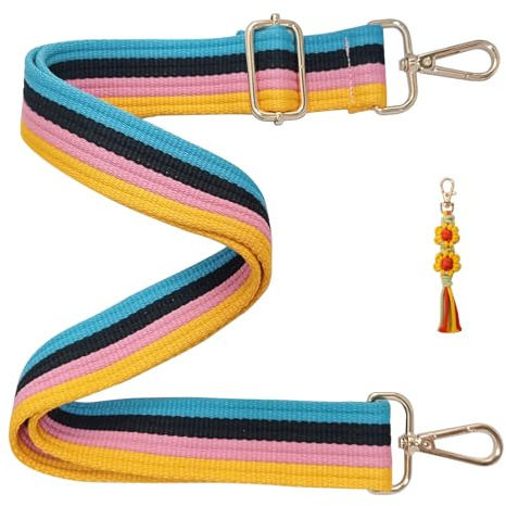 RIVESAB Crossbody Wide Shoulder Strap Jacquard Woven Handbag Straps Woven pendant Multicolor Style Handbag Straps (R4106-Blue)