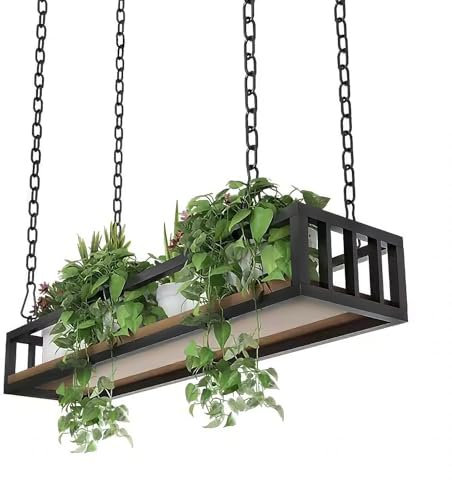Estante ajustable para plantas de montaje en techo para tienda de flores, sala de estar, cafetería, estantes flotantes colgantes resistentes con soporte para macetas (100 cm)