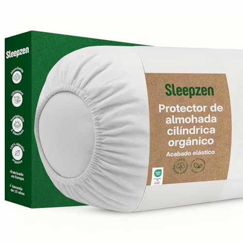 SLEEPZEN Protège-Traversin 180 cm – Molleton 100% Coton Bio – Housse Taie Traversin Absorbante – Protection Respirante Silencieuse Hypoallergénique – Oeko-Tex – Fabriqué Portugal