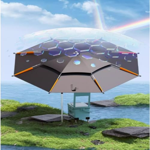 MACAGGTNTU 2.4/2.6m Parasol De Plage Portable avec Ancre De Sable, Rotation À 360° Parasol De Pêche avec Sac De Transport, Parapluie De Plage pour Piscine, Pêche(1.8m/6ft)