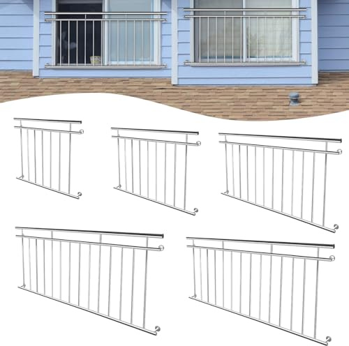 YRHome 225x90cm Französischer Balkon Edelstahl Geländer Balkongeländer Terrassengeländer Pflegeleicht Füllstäbe Stabgeländer Balkongitter Balkonbrüstung Fensterschutz