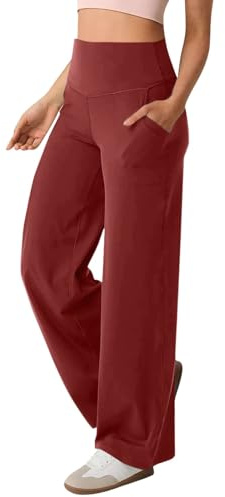 Pantalon de yoga pour femme à jambes larges, pantalon à jambes larges pour femme élégant, pantalon de loisirs en coton, pantalon à jambes droites, pantalons de yoga fluides, taille haute, pantalon de