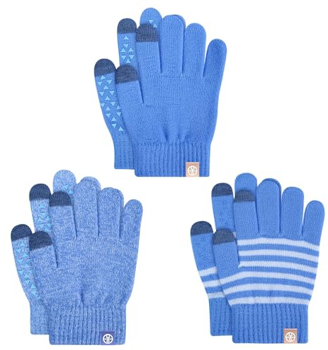 TAGVO Guanti Caldi da Invernali per Bambini, Multifunzionale Guanti Magici Elastico Antivento Termici Touchscreen Antiscivolo, Guanti in Maglia da Corsa Ciclismo Sci per 5-12 Anni Ragazzi e Ragazze