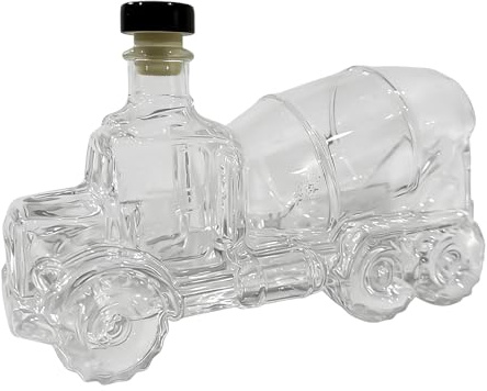 Glas Whiskey Dekanter - Cement Mixer Truck Formad Spiritusflaska, Transparent Skulpterat Dryckeskärl, Nyfiken Bar Accent | Ögonfångande Alkoholpresentation För Hembar Fester Celebreringar