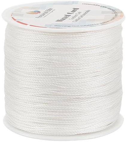 PandaHall 106 m rund vaxad polyestersladdtråd 0,5 mm pärlsträng franska persienner sladd vaxade snören för pärlarmband, smyckestillverkning, makramétillbehör julhantverk, vit