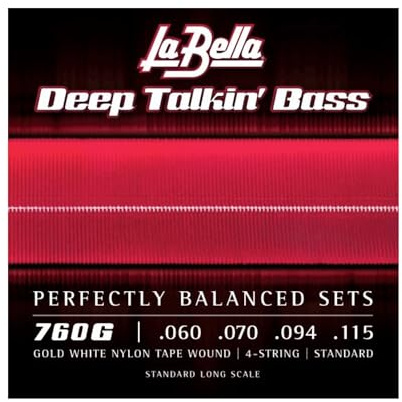 La Bella Deep Talkin' Bass 760G Gold White Nylon Tape Wound Bass Guitar Strings 60-115