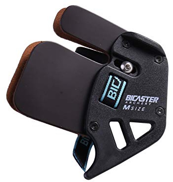 BICASTER Archery Finger Tab Genuine Leather RH Finger Guard (Black, Medium)