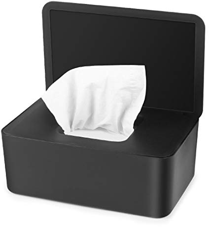 O-Kinee Porta Salviette Umidificate, Salviettine Umidificate con Coperchio, Porta Scatola Dispenser, Contenitore Salviette Umidificate, Tovagliolo Scatola per Home Office, Nero