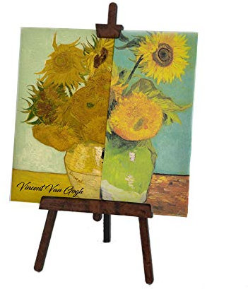 CreaTu Trípode con baldosa de cerámica – Van Gogh Girasoli – personalizado, fabricado en Italia