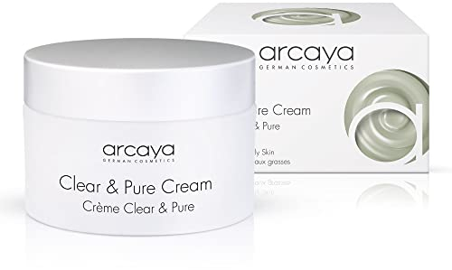 arcaya Clear & Pure Cream | Porenverfeinernde 24h Anti-Pickel Gesichtscreme | Unreinheiten und Ölige Haut | mit Mikrosilber, Heilerde