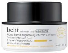 Belif Aqua Bomb Brightening Vitamin C Cream 50ml, Aufhellend Feuchtigkeitscreme, Hyaluronsäure Vitamin C+E, Vegan Gesichtscreme, Alle Stumpfe Müde Haut, Tagescreme Gesichtspflege, Koreanische