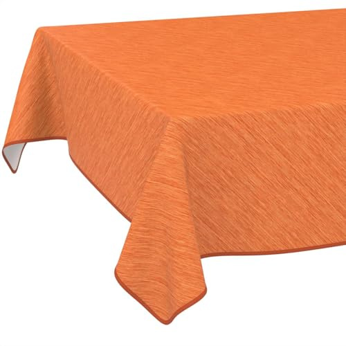 Nappe de table en toile cirée, lavable, bord coupé, aspect lin, rouge, pour table de jardin, 280 x 140 cm, ANRO