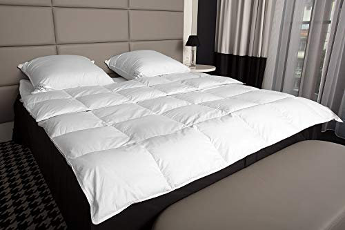 Mayaadi-Home duntäcke 200 x 200 cm | 1 400 g överkast, 15 % gåsdun 85 % fjädrar | 100 % naturlig bomull | Tillverkad i Europa | kassettfilt lämplig för allergiker | HS79