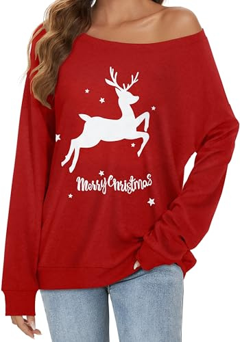 Gosunny - Haut sans manches pour femmes - Longues manches - Pull décontracté élégant - Blouse, a rouge, XL