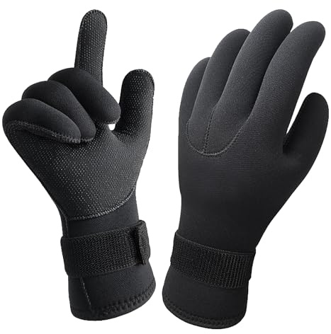 Cleminsta Guantes de Buceo de Neopreno, Guantes de Surf, Guantes Antideslizantes Hombre Mujer Negro XL, Guantes de Pesca, Guantes Deporte Acuático