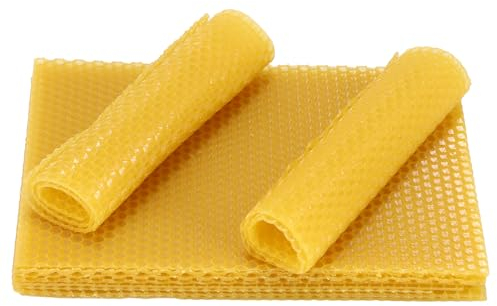 100% Pure Beeswax Sheets 10 pcs, 20cm X 20cm Natural Beeswax Candle Wax for Making Candles, Beekeeping Bee Wax Nest Bed, Beeswax Honeycomb Sheet Gift Easy DIY Candle Making Kits for Adults Kids