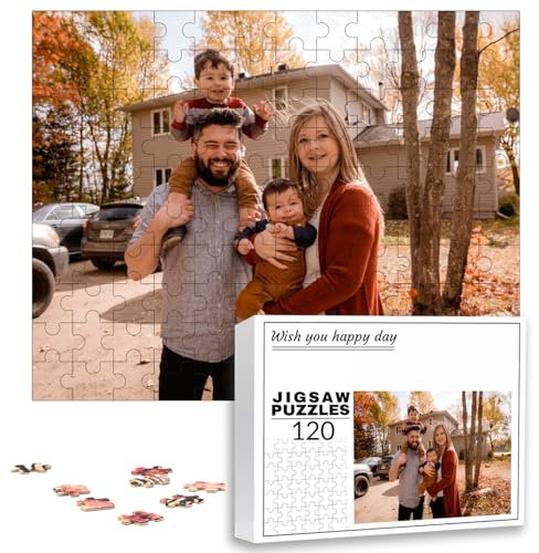 PSUNEY Custom Jigsaw Puzzle Personalized from Photos 35/70/120/200/300/500/1000/1500/2000/3000 Pieces Customized Wooden Gifts for Adult Family Kids Friend Birthday