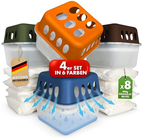 KARAT 4 deshumidificadores con 8 bolsas de 400 g para rellenar, rellenables y reutilizables (marrón, Hava)