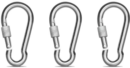 YIMVUNZ 3 pcs Karabiner Edelstahl-Federschließe mit Nussfederschließe Feuerwehr Karabiner mit Schnappverschluss für Camping Wandern Schlüsselanhänger Karabinerhaken von Bis 160kg