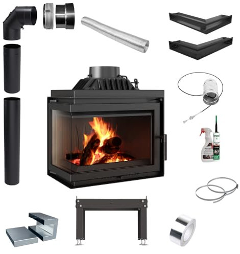 KRATKI Camino in acciaio a legna 8kW SIMPLE 200fi set Camini Eco-design