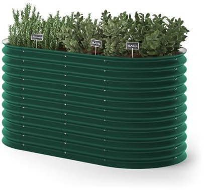 ok-Living Hochbeet Kräuterbeet Gemüsebeet oval 160x80x82cm (LxBxH) grün Pflanzkasten Frühbeet Aufzucht Beet Garten