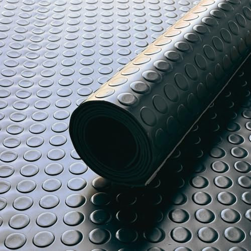 Shield Autocare 1m x 1.5m Black Coin PVC Flooring Roll | Non Slip Industrial Lino Vinyl Floor Matting for Garage Work Van Heavy Duty 3mm Thick 1.5m Width