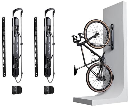 Steadyrack ProFlex Narrow Bike Rack – Vertical Wall Mount Bike Storage for Home - Roll-In Roll-Out System - Space-Saving Pivot - Fits Road, BMX, Gravel, Fender and More - 2 Pack