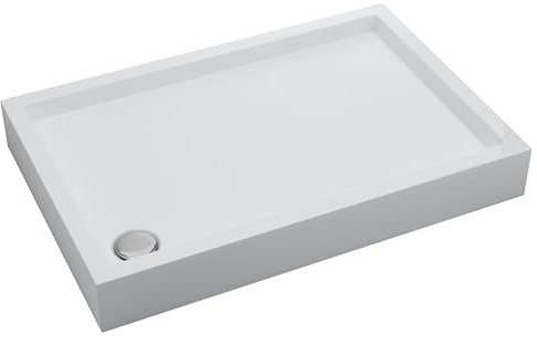 Sellon24® Duschkar av akryl inklusive frigolithållare, vit, duschbricka, rektangulär, högglans, antibakteriell, 80 x 100, höjd 16 cm
